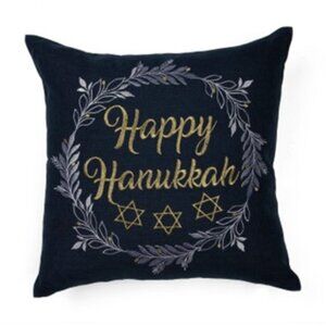 Happy Hanukkah Embroidered Pillow
